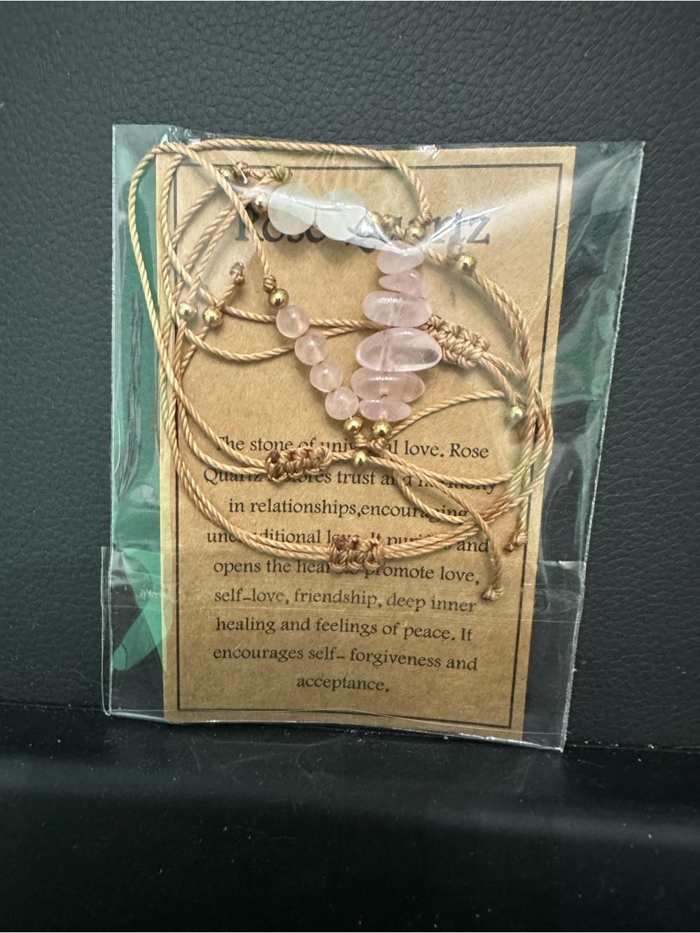Rose Quartz Beaded Adjustable Bracelet - Pink